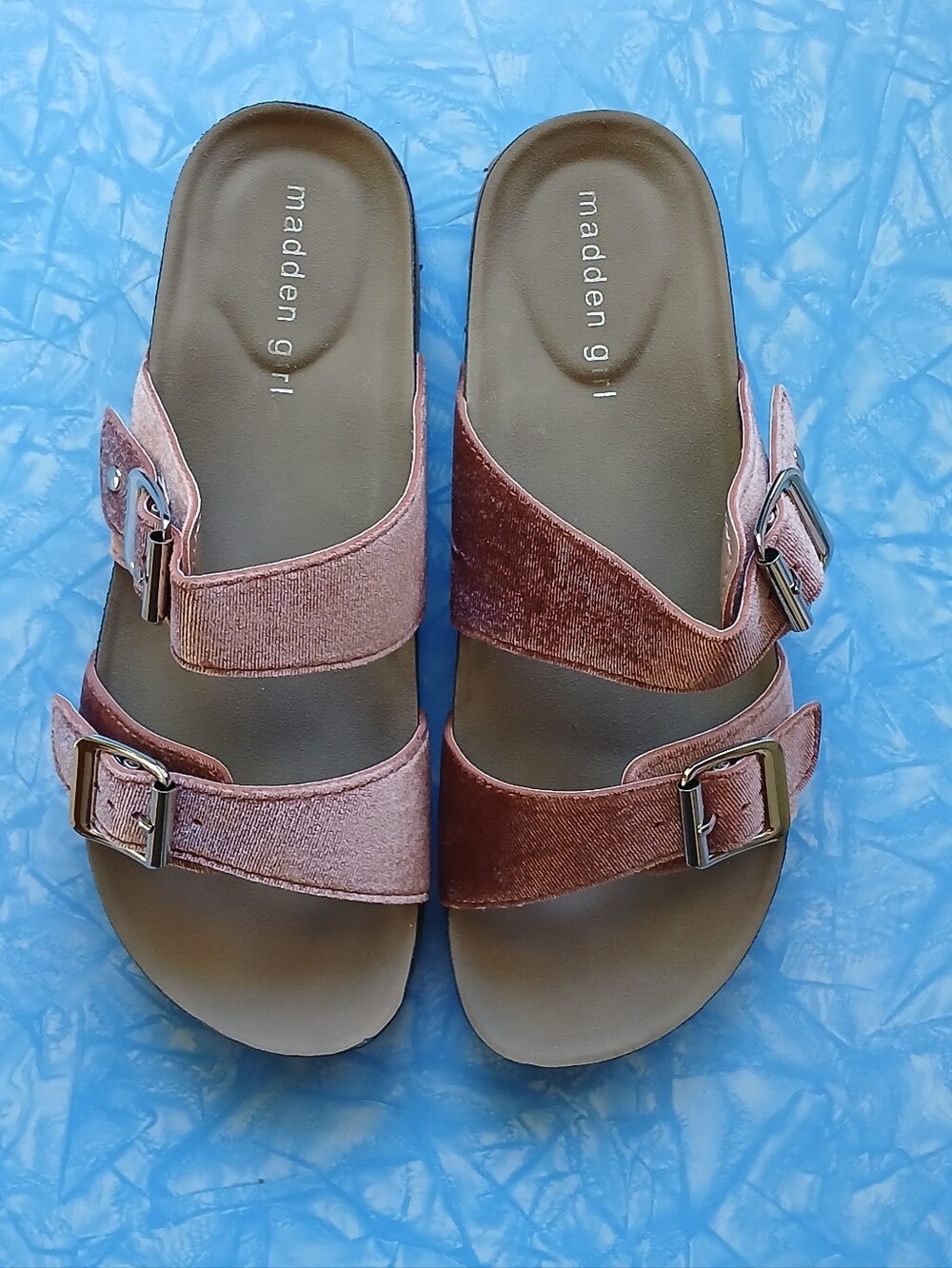 NWOT Women's Madden Girl Brando-V Blush Velvet Casual Slide Sandals 7.5